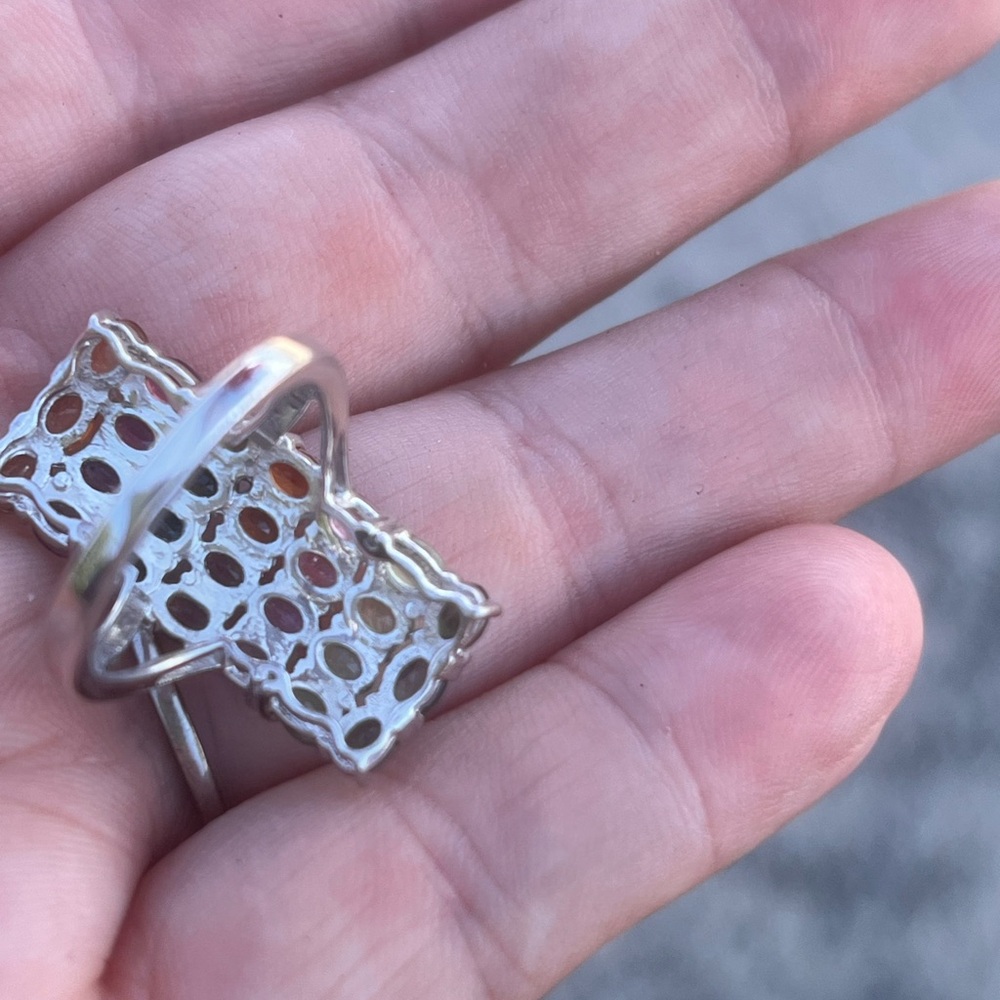 Vibrant Silver Ring With Multicolor Gemstones - image 5